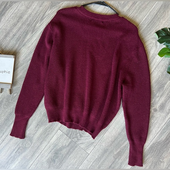 Elodie (Nordstroms) Burgundy Chunky Knit Crewneck Casual Cozy Sweater Size S - Picture 4 of 8